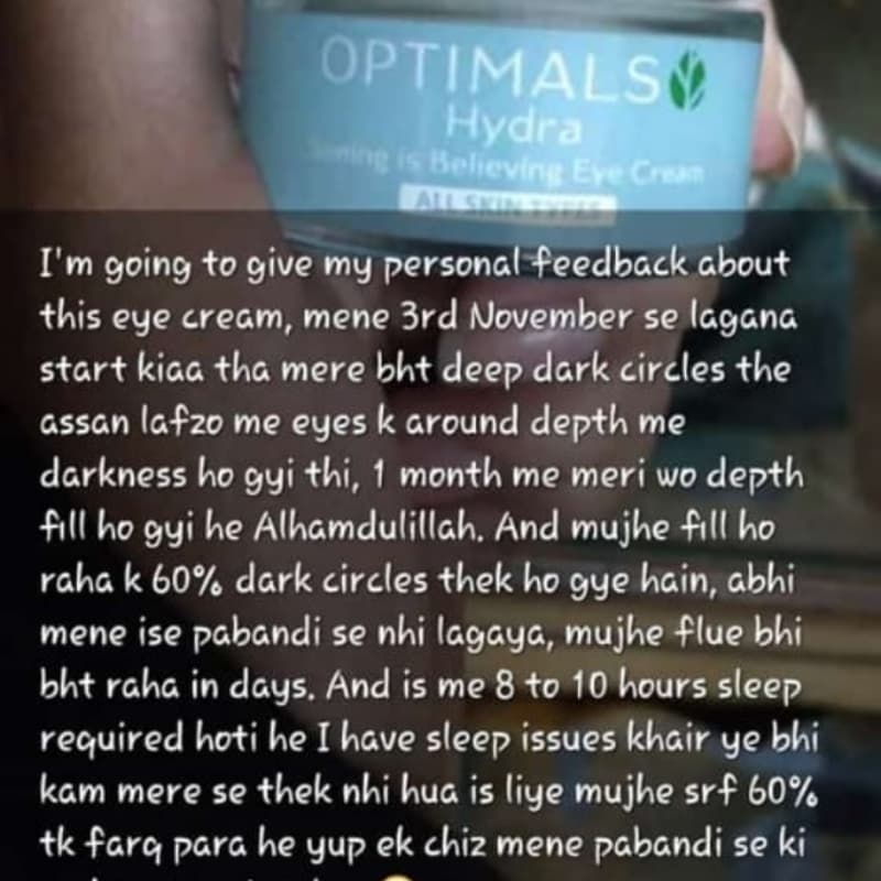 optimals hydra radiance eye cream