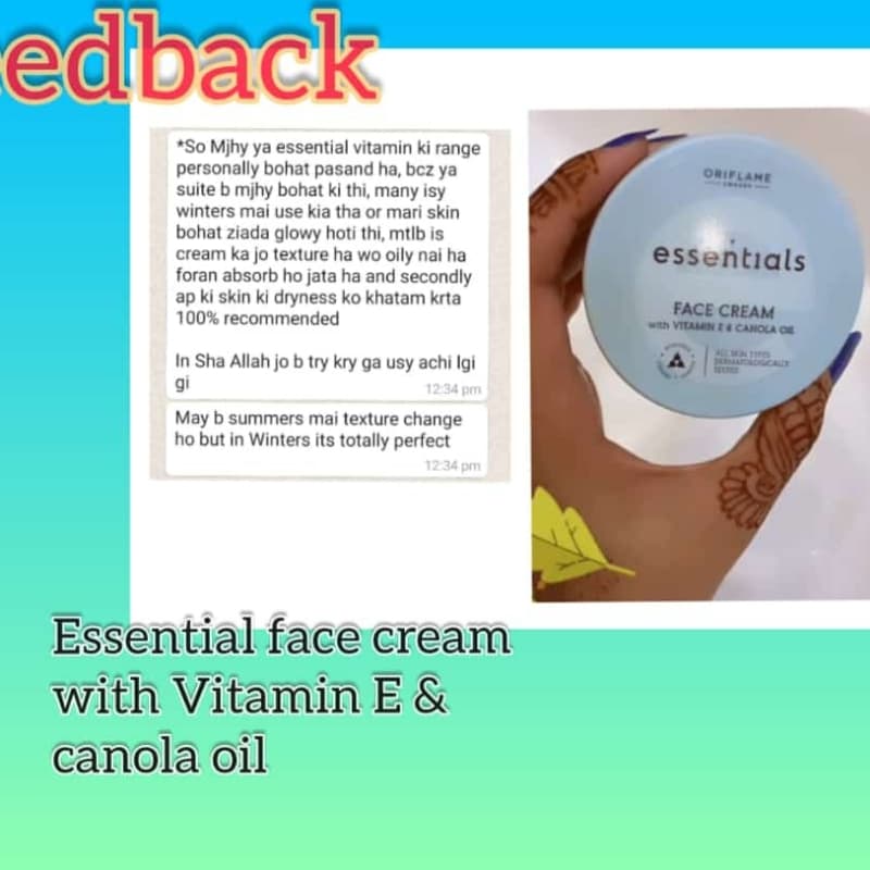 Essential facewash n facecream with vitamin E n canola oil
