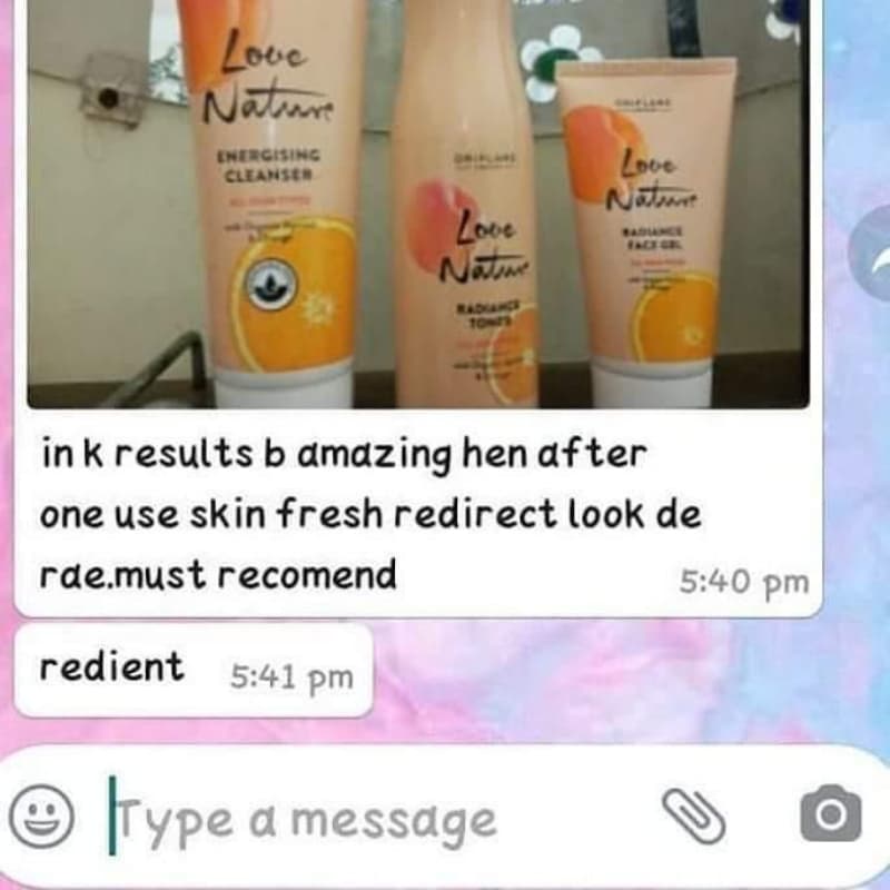 Love nature energising cleanser,toner,n face gel with orange juice n aprico